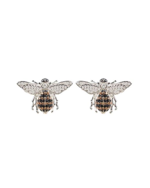 Latelita London Rhodium Plated Honey Bee Stud Earrings