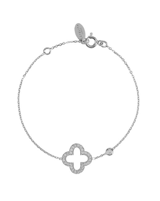 Latelita London Rhodium Plated Open Clover Bracelet