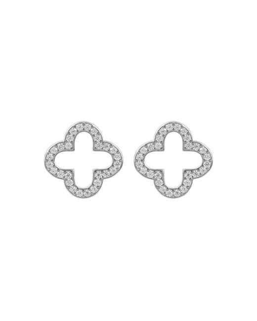 Latelita London Rhodium Plated Open Clover Earrings