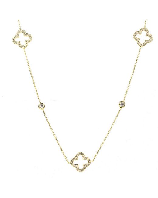 Latelita London Yellow Plated Long Open Clover Necklace