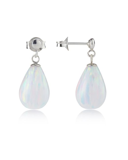 Lavan White Opal Sterling Teardrop Earrings