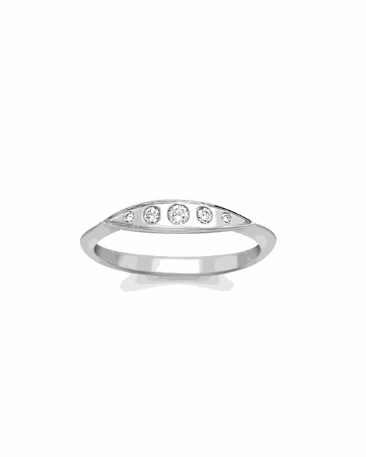 London Road Jewellery Portobello White Diamond Velvet Leaf Single Row Ring