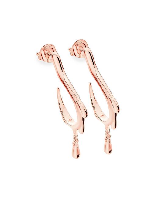 Lucy Quartermaine Dropping Hoop Earrings Gold Plated