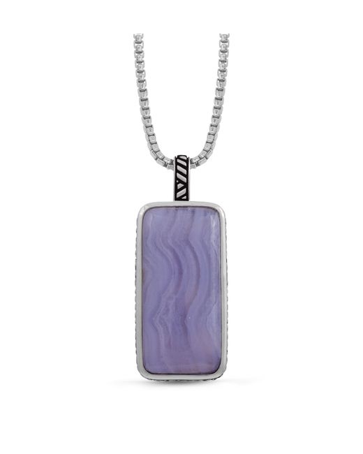 LuvMyJewelry Sterling Silver Lace Agate Stone Tag