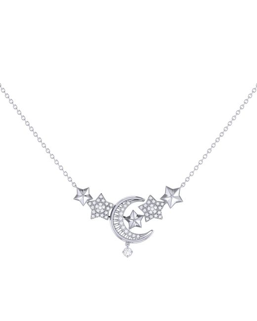LuvMyJewelry Sterling Star Cluster Crescent Necklace