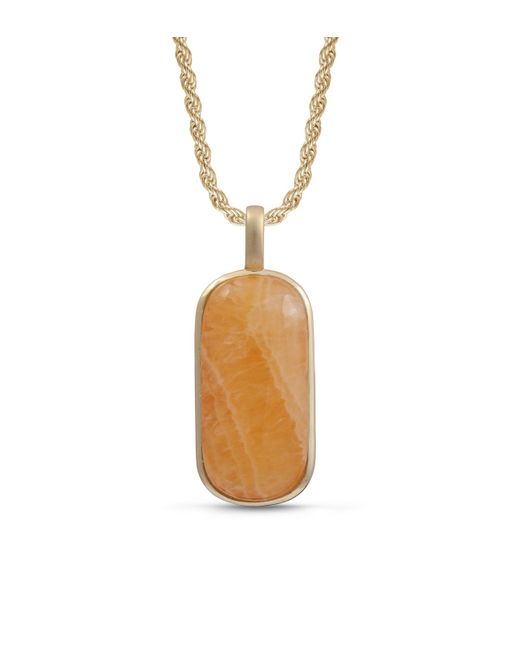 LuvMyJewelry 14kt Yellow Plated Silver Lace Agate Tag