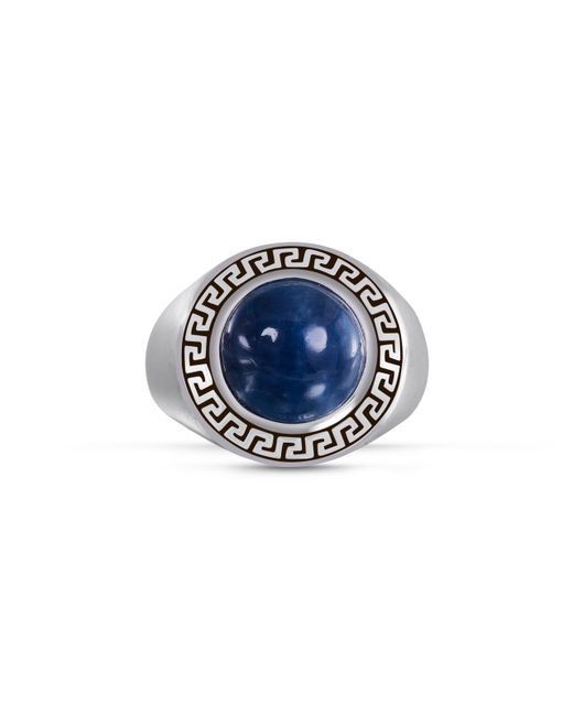 LuvMyJewelry Rhodium Plated Blue Apatite Stone Ring UK L 1/2 US 6 EU 51.9