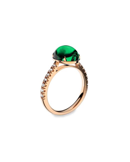 Marcello Riccio Emerald Diamond Ring Cabochon UK D US 2 EU 41.5