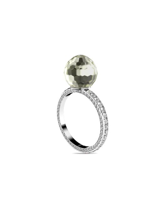 Marcello Riccio Gold Faceted Pearl Diamond Ring UK D US 2 EU 41.5
