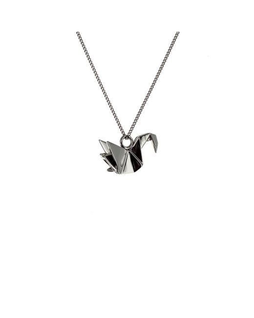 Origami Jewellery Black Mini Swan Origami Necklace