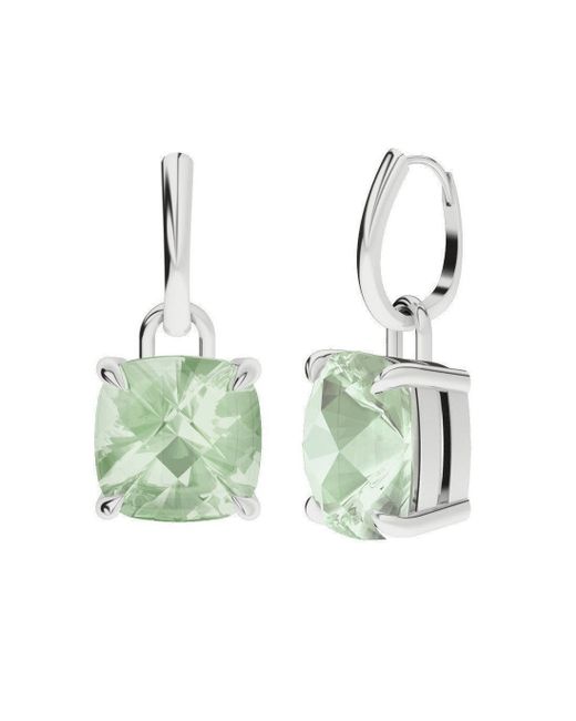 StyleRocks Green Amethyst 9kt White Drop Earrings