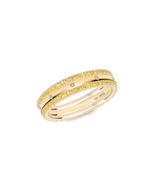 Verifine London 18kt Yellow Gold Sapphire XV 3 Eternity Ring UK J US 4.75 EU 48.7