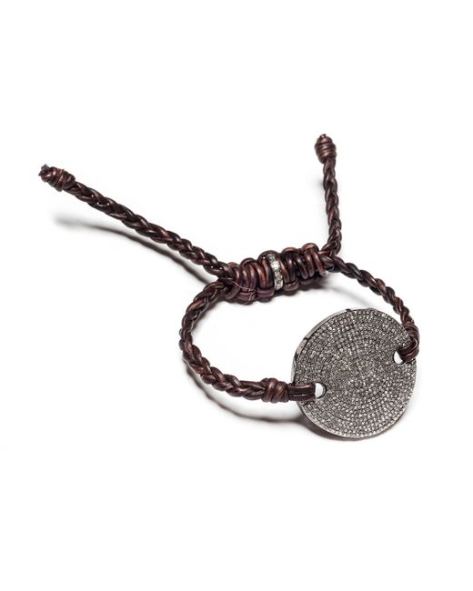 Ellen Mohr Designs Leather Pave Diamond Round Connector Bracelet