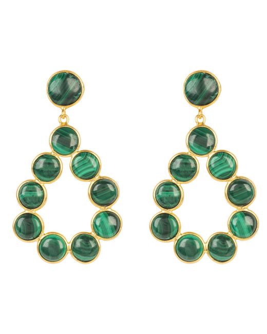 Latelita London Hatun Gemstone Statement Earrings Gold Malachite