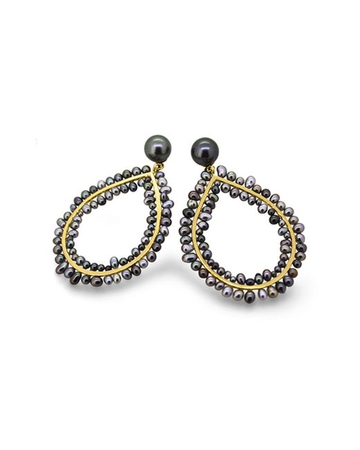 Lesunja Fine Jewellery 18kt Yellow Gold Black Tahiti Pearls Jet Set St.Tropez Earrings