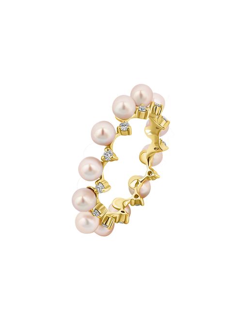 Chekotin Jewellery 18kt Gold Diamond Pearl Molecule Ring