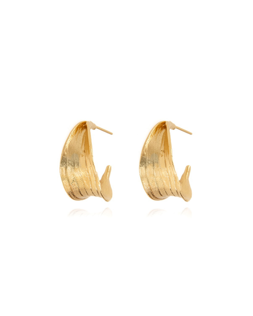 La Bonne Étoile 24kt Plated Hook Olive Leaf Earrings