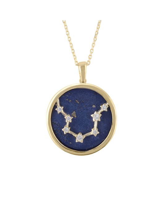 Latelita London Zodiac Lapis Lazuli Pendant Necklace Gold Aquarius