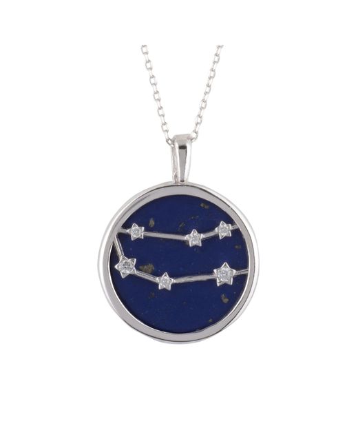 Latelita London Zodiac Lapis Lazuli Pendant Necklace Silver Gemini