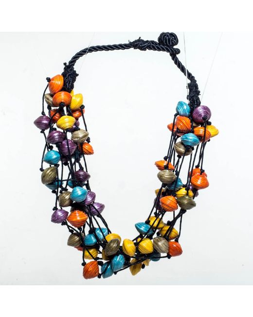 World Peaces Bright Paper Bead Necklace