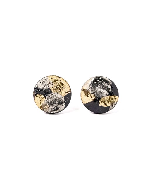 FreakyFoxx Porcelain Round Porcelain Earrings with Gold Platinum