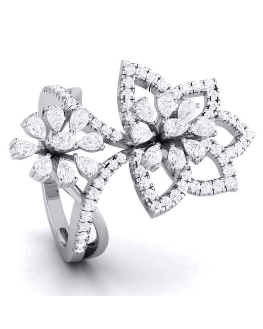 Jewelove Platinum Designer Flower Diamond Cocktail Ring