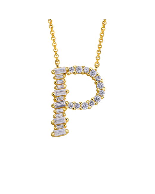 Avilio London 18kt Plated Sterling Silver Initial Necklace With Letter P