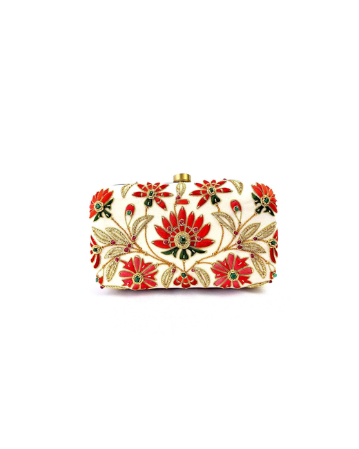 Boutique By Mariam Velvet Lotus Flower Clutch Bag