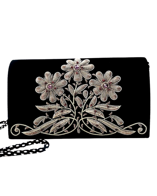 Boutique By Mariam Black Velvet Clutch Bag