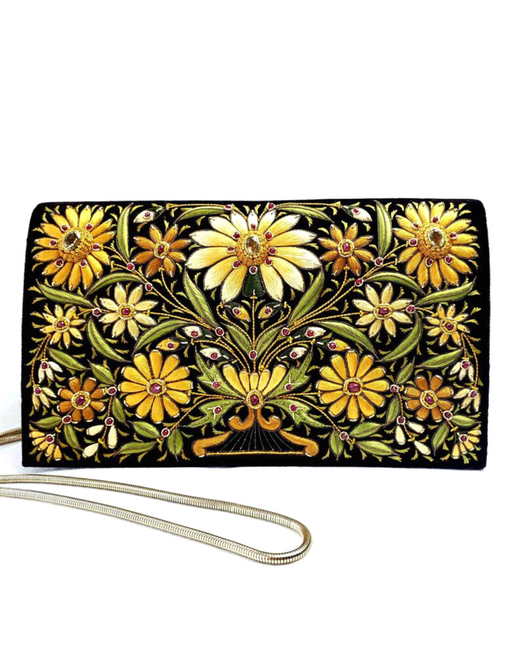 Boutique By Mariam Velvet Golden Sunshine Clutch Bag
