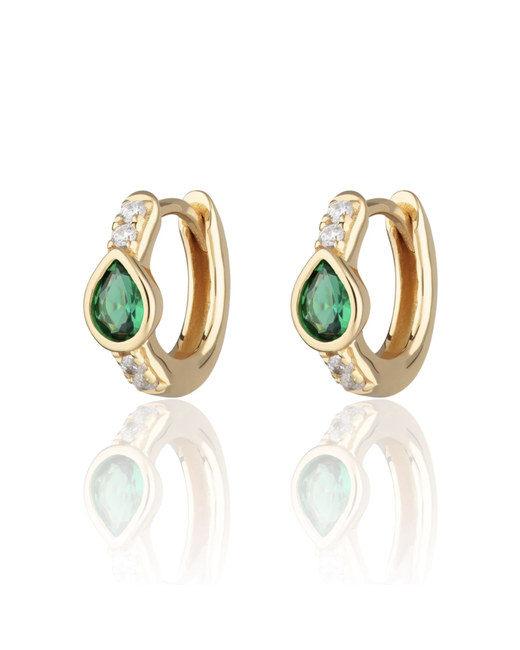 Cotton & Gems 18kt Gold Plated Stone Hoop Earrings