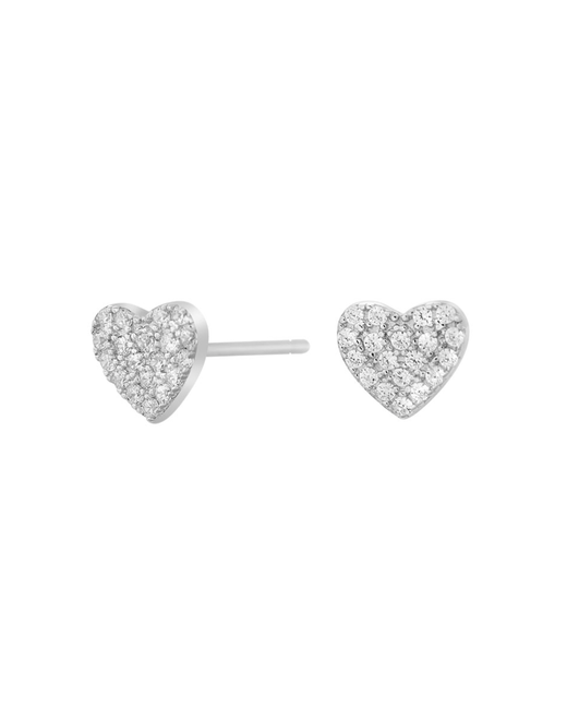 Cotton & Gems 18kt White Gold Plated Heart Earrings