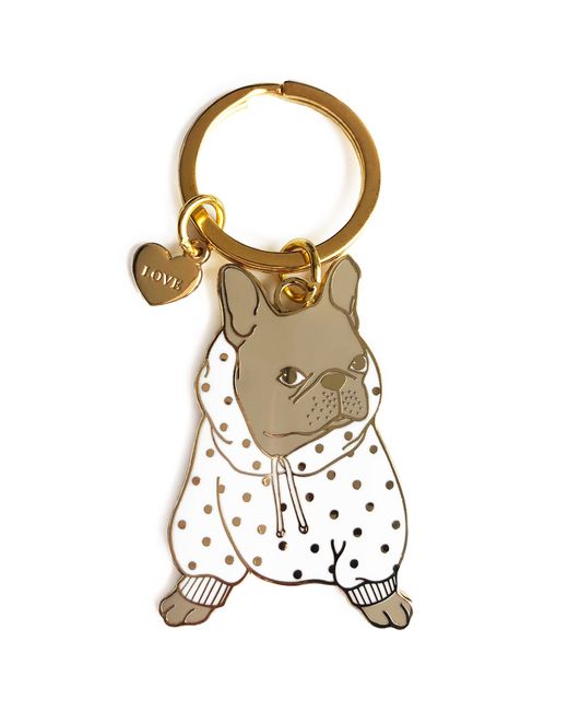 Akr Design Studio French Bulldog Polka-Dot Hoodie Enamel Keychain