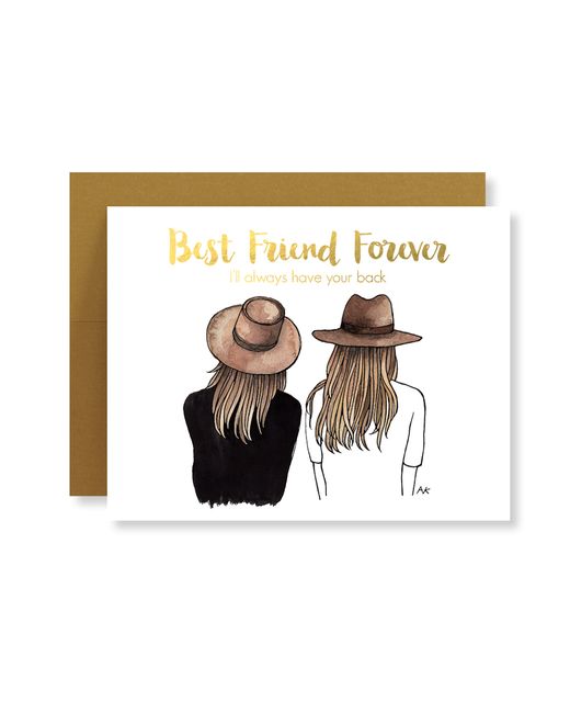 Akr Design Studio Best Friend Forever with Gold Foil Brown/Brown Hair Card