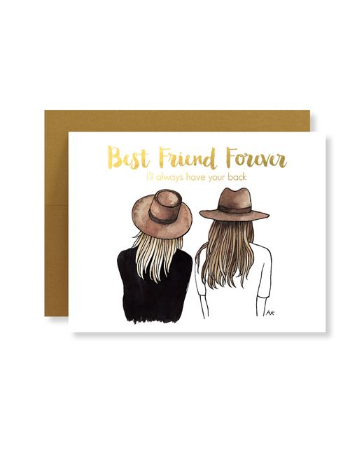 Akr Design Studio Best Friend Forever with Gold Foil Blonde/Brown Hair Card