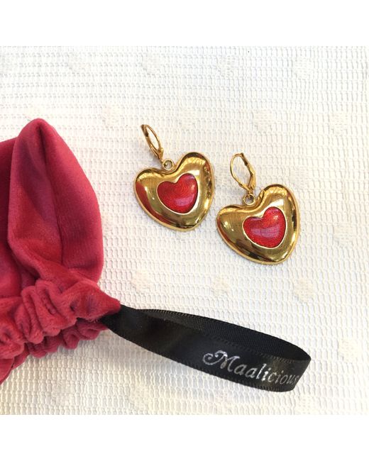 Maalicious Jewelry LLC 24kt Gold Plated Heart Earrings