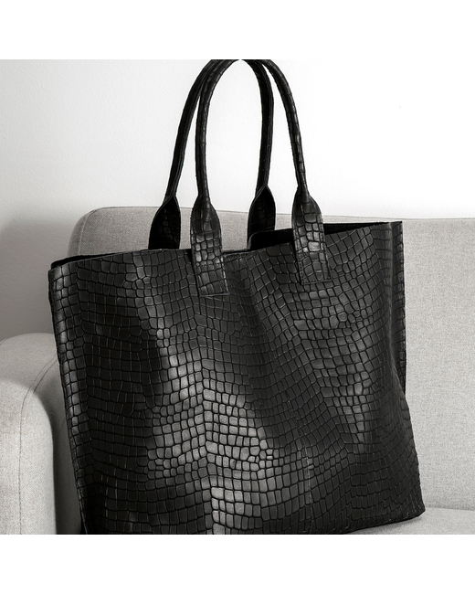 JUAN-JO Gallery Croc Embossed Leather Tote Bag