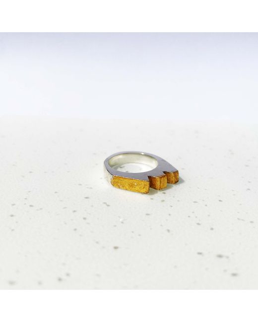Ark Jewellery by Kristina Smith Sterling Geo Ring with Gold Leaf