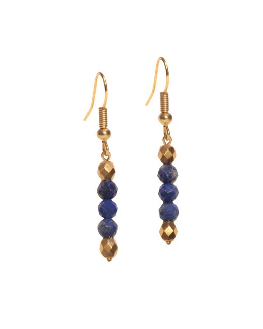Shinar Jewels 22kt Plated Lapis Lazuli Egyptian Dangle Earrings