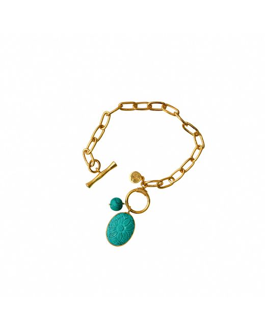Arra by Aradhana 18kt Gold Plated Turquoise Chain Bracelet