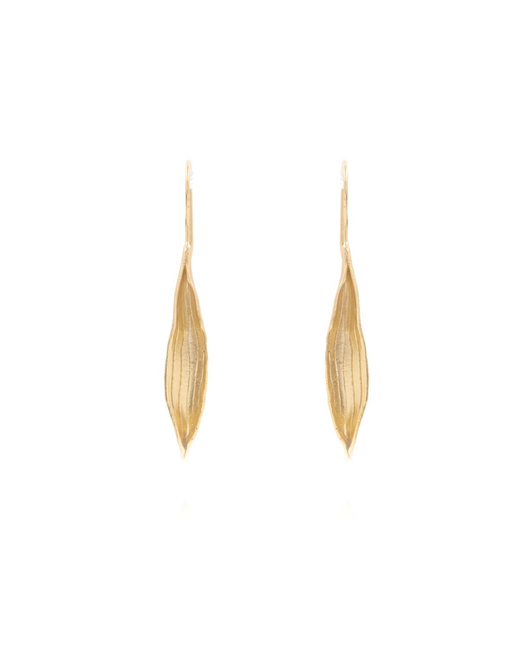 La Bonne Étoile 24kt Plated Hook Leaf Earrings