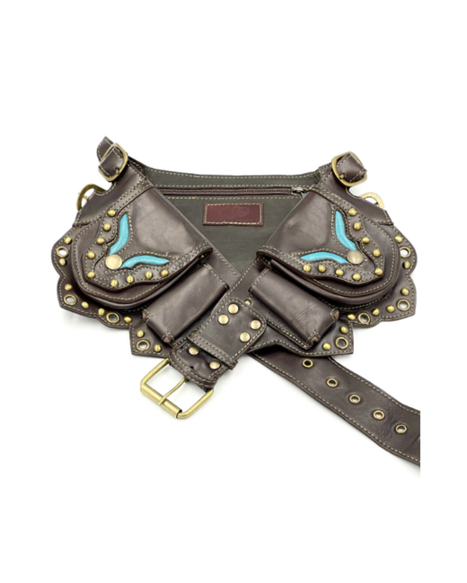 Naytures Empire and Teal Leather Hip Belt