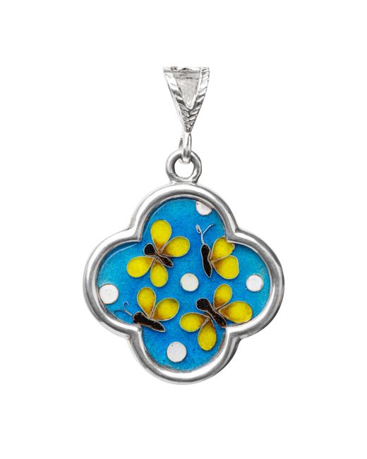 Kimili Sterling Four-Leaf Clover Pendant with Butterflies