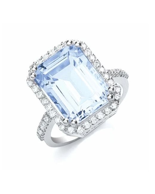 London DE Aquamarine and Diamond Bespoke Ring Small