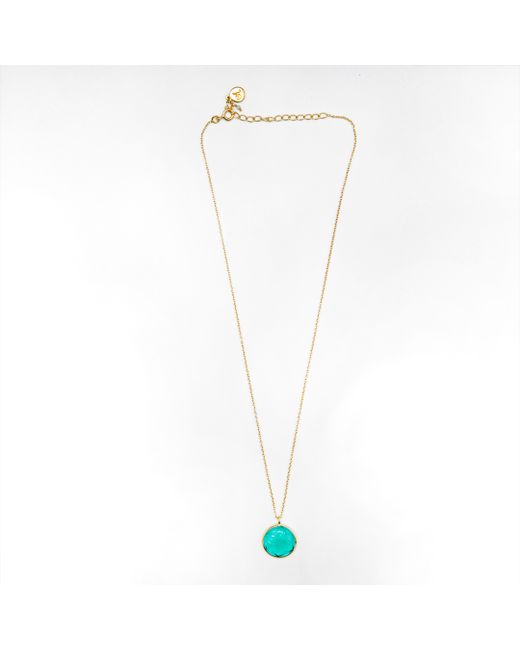 Arra by Aradhana 18kt Gold Plated Silver Carved Teal Glass Necklace