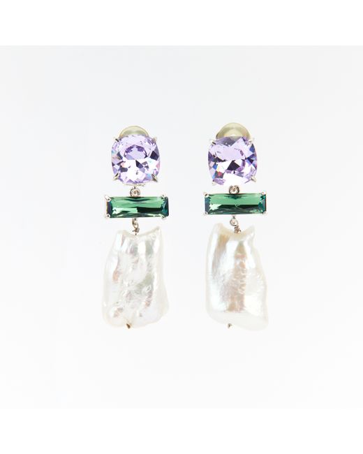 Elyona Swarovski Crystals and Pearl Cocktail Chandelier Earrings