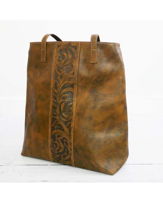 Maberick Leathers Tooled Leather Tote Bag