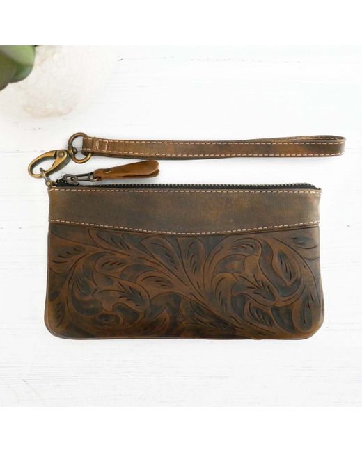 Maberick Leathers Tooled Leather Pouch Bag