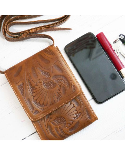 Maberick Leathers Tooled Small Crossbody Bag