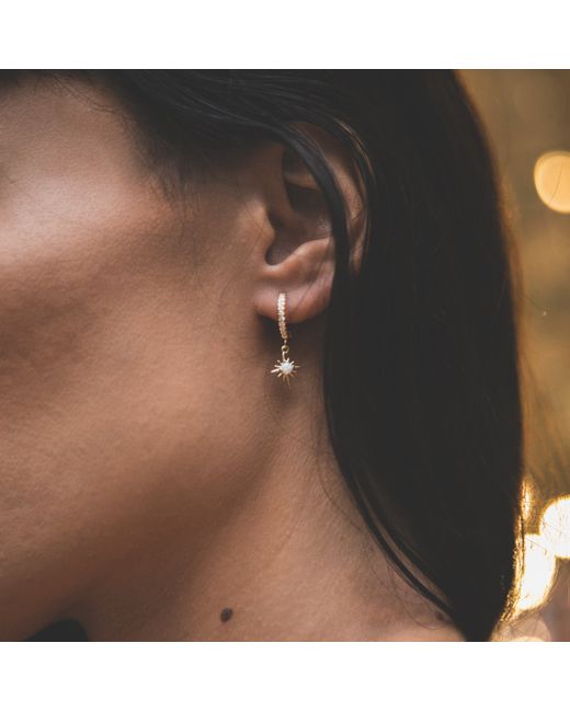 Luna Charles 18kt Plated Neve Opal Star Huggie Hoop Earrings